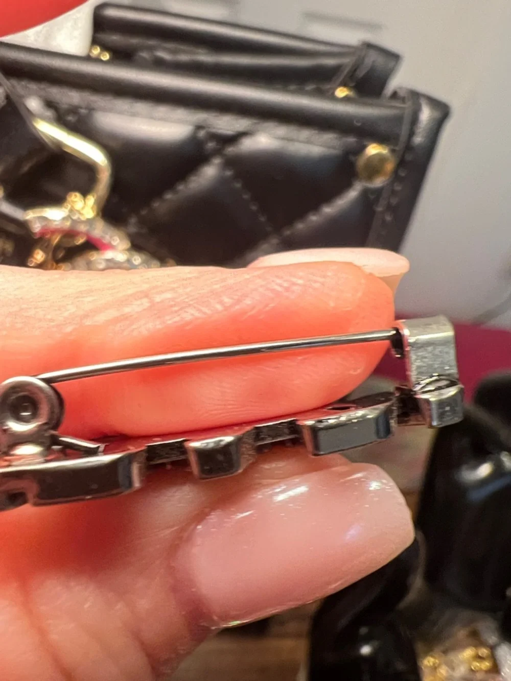 Silver-Tone Milano Logo Brooch - Silver - Picture 6 of 8